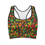 Abstract Geometric Reggae Pattern Print Women's Sports Bra