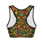 Abstract Geometric Reggae Pattern Print Women's Sports Bra