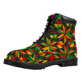 Abstract Geometric Reggae Pattern Print Padded Collar Lace Up Boots