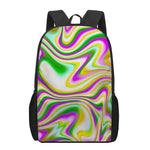 Abstract Holographic Liquid Trippy Print 17 Inch Backpack