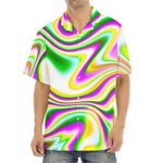 Abstract Holographic Liquid Trippy Print Aloha Shirt