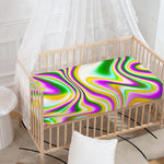 Abstract Holographic Liquid Trippy Print Baby Crib Sheet