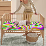 Abstract Holographic Liquid Trippy Print Baby Crib Sheet