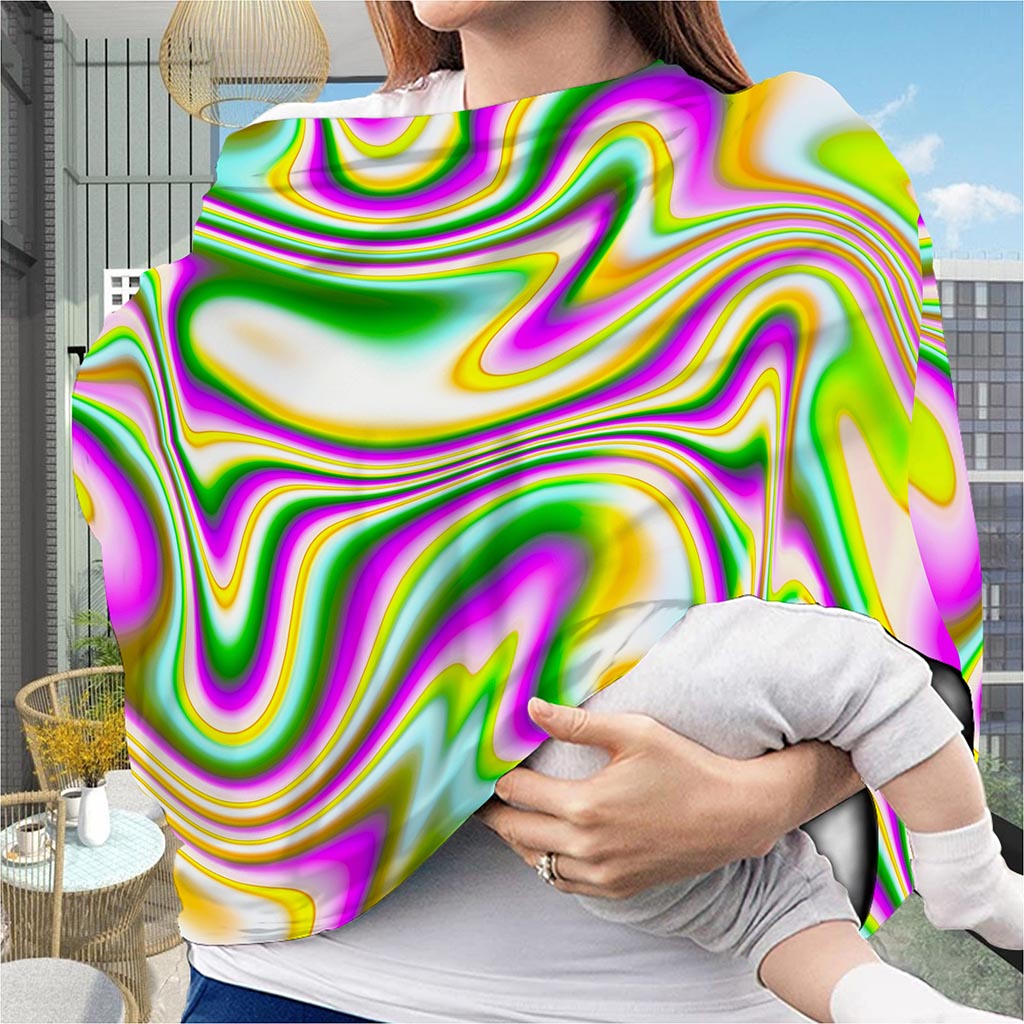 Abstract Holographic Liquid Trippy Print Baby Seat Cover