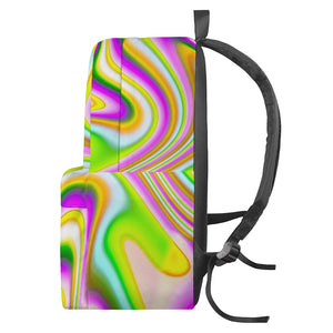 Abstract Holographic Liquid Trippy Print Backpack