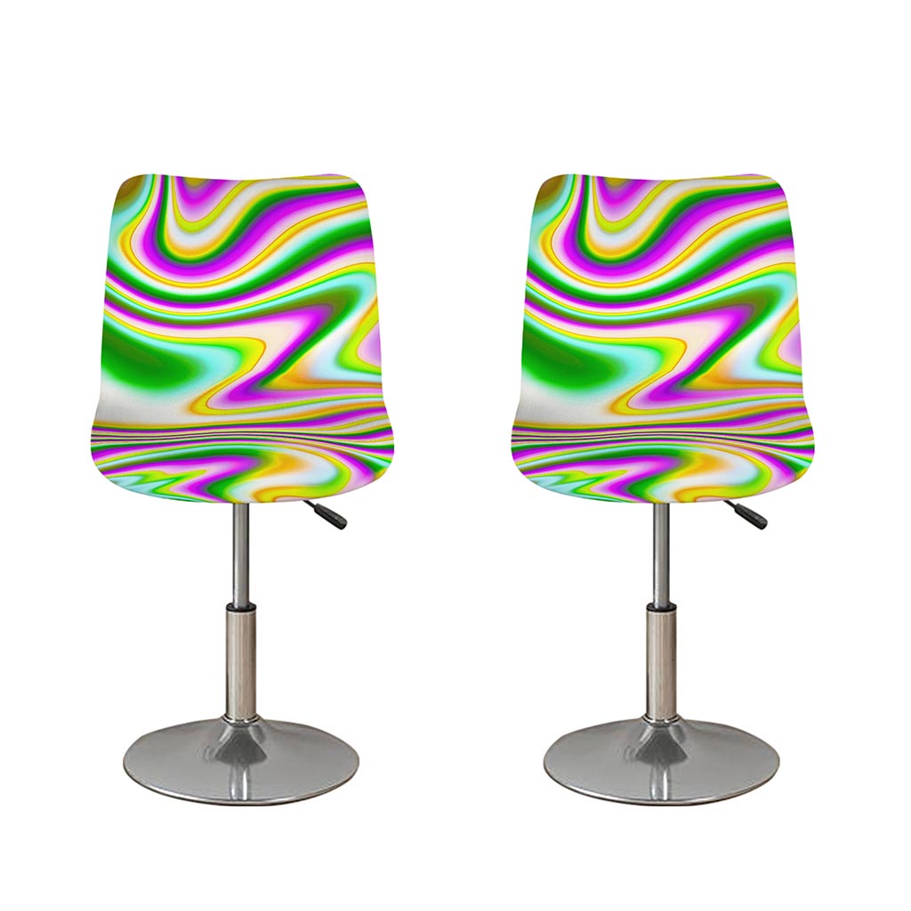 Abstract Holographic Liquid Trippy Print Bar Stool Covers