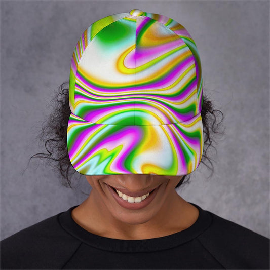 Abstract Holographic Liquid Trippy Print Baseball Cap