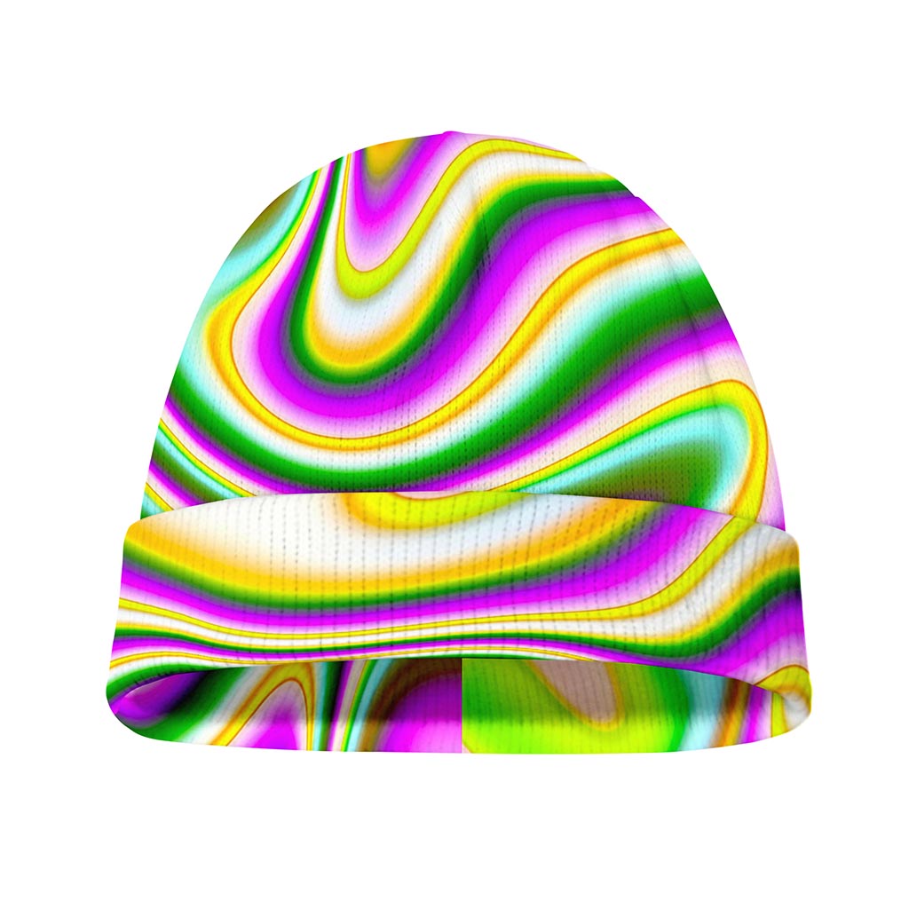Abstract Holographic Liquid Trippy Print Beanie
