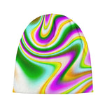 Abstract Holographic Liquid Trippy Print Beanie