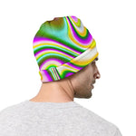 Abstract Holographic Liquid Trippy Print Beanie
