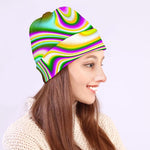 Abstract Holographic Liquid Trippy Print Beanie
