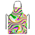 Abstract Holographic Liquid Trippy Print Bib Apron With Pocket