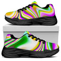 Abstract Holographic Liquid Trippy Print Black Chunky Shoes