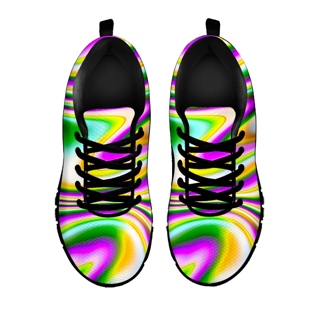 Abstract Holographic Liquid Trippy Print Black Running Shoes