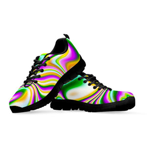 Abstract Holographic Liquid Trippy Print Black Running Shoes