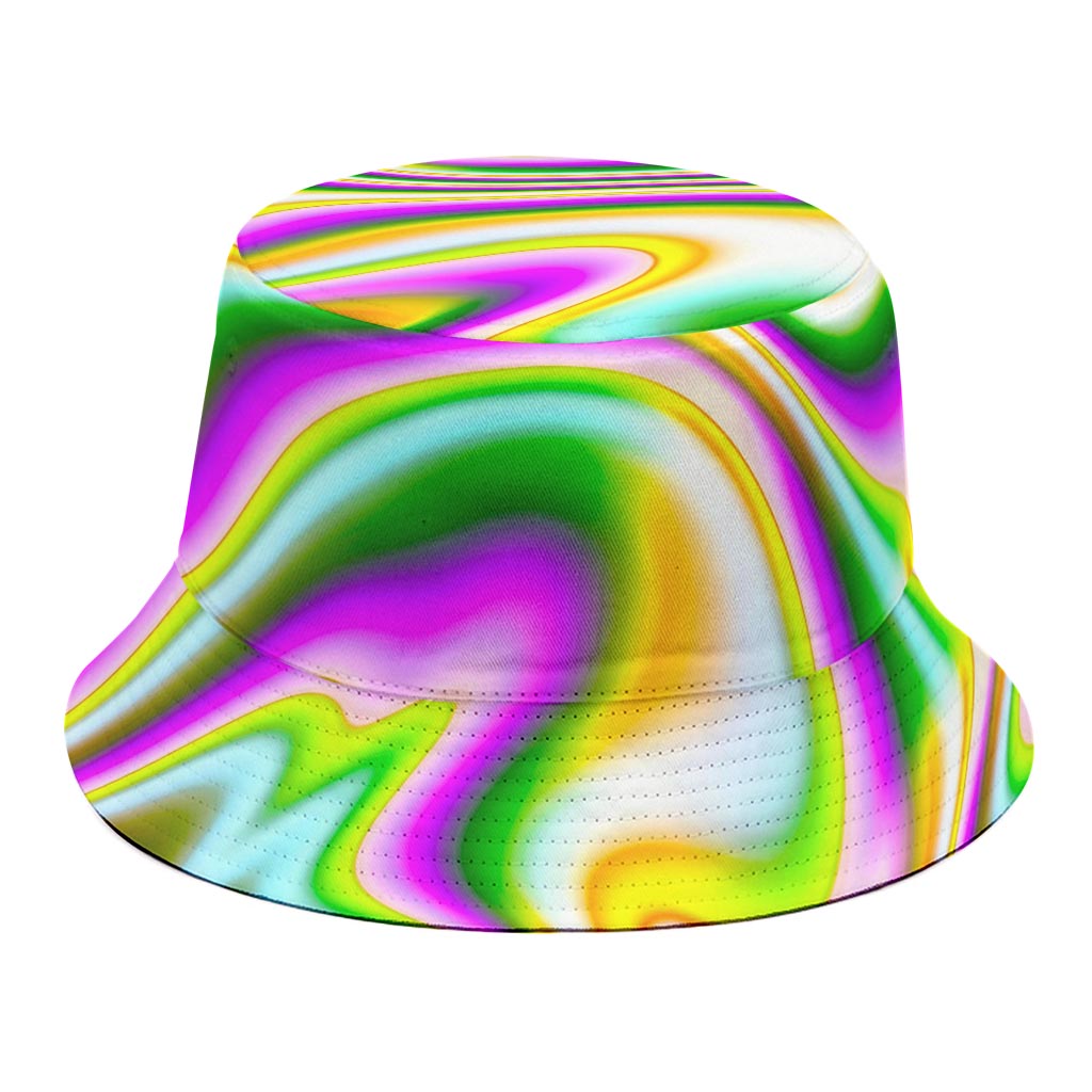 Abstract Holographic Liquid Trippy Print Bucket Hat