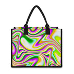 Abstract Holographic Liquid Trippy Print Canvas Tote Bag
