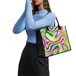 Abstract Holographic Liquid Trippy Print Canvas Tote Bag