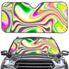 Abstract Holographic Liquid Trippy Print Car Windshield Sun Shade