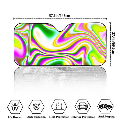 Abstract Holographic Liquid Trippy Print Car Windshield Sun Shade