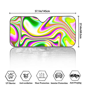 Abstract Holographic Liquid Trippy Print Car Windshield Sun Shade