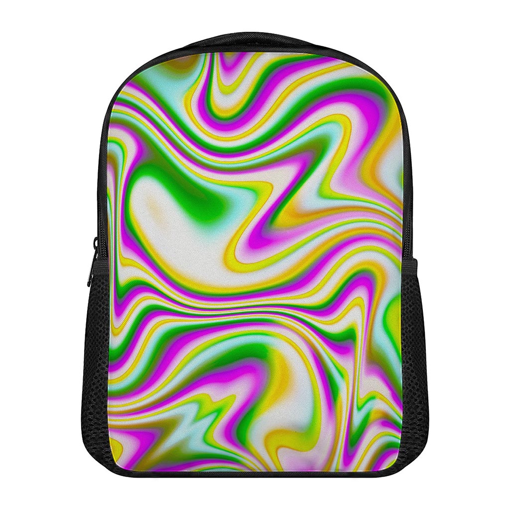 Abstract Holographic Liquid Trippy Print Casual Backpack