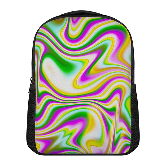 Abstract Holographic Liquid Trippy Print Casual Backpack