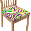 Abstract Holographic Liquid Trippy Print Chair Cushion Cover