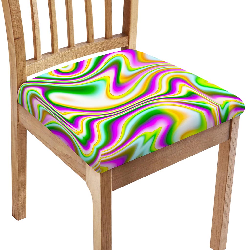 Abstract Holographic Liquid Trippy Print Chair Cushion Cover