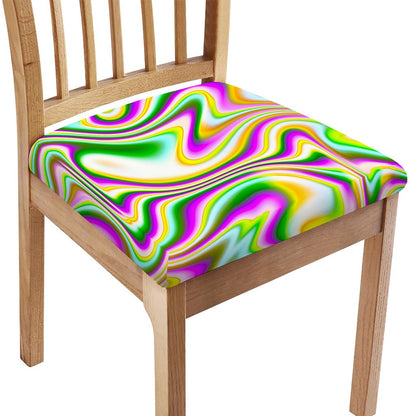 Abstract Holographic Liquid Trippy Print Chair Cushion Cover