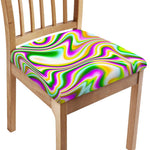 Abstract Holographic Liquid Trippy Print Chair Cushion Cover