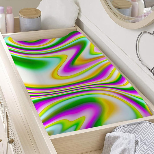 Abstract Holographic Liquid Trippy Print Changing Pad Cover