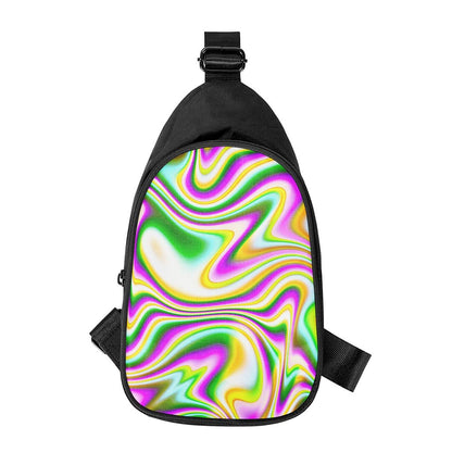 Abstract Holographic Liquid Trippy Print Chest Bag