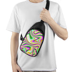 Abstract Holographic Liquid Trippy Print Chest Bag