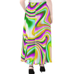 Abstract Holographic Liquid Trippy Print Chiffon Maxi Skirt