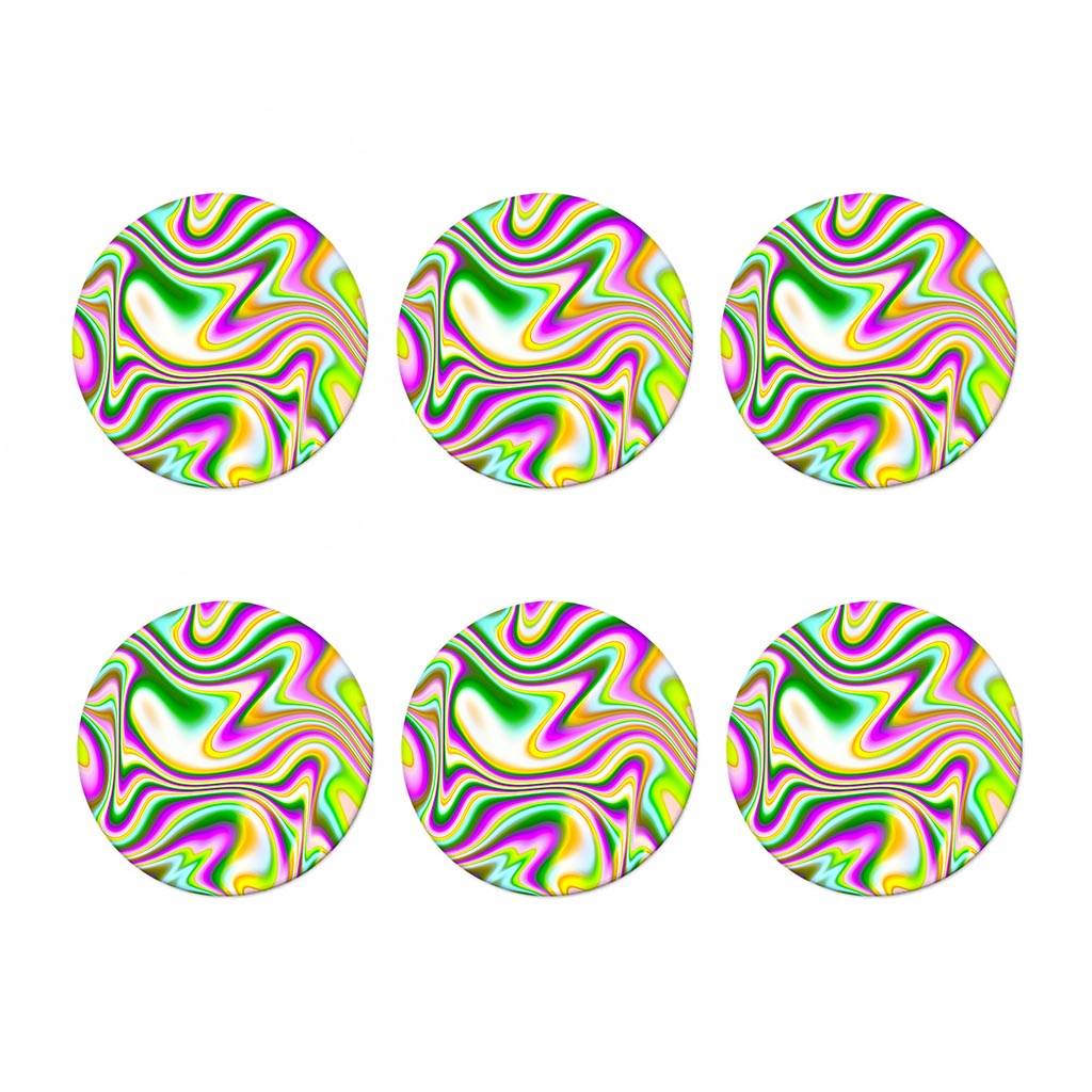 Abstract Holographic Liquid Trippy Print Coaster Set