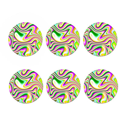 Abstract Holographic Liquid Trippy Print Coaster Set
