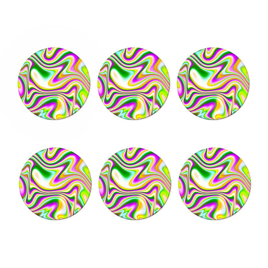Abstract Holographic Liquid Trippy Print Coaster Set