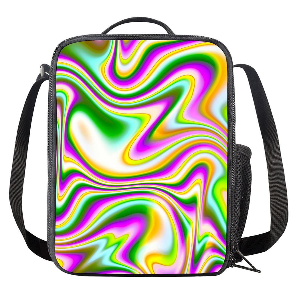 Abstract Holographic Liquid Trippy Print Crossbody Lunch Bag
