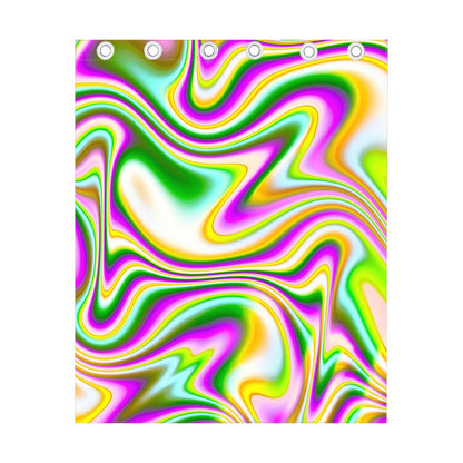 Abstract Holographic Liquid Trippy Print Curtain