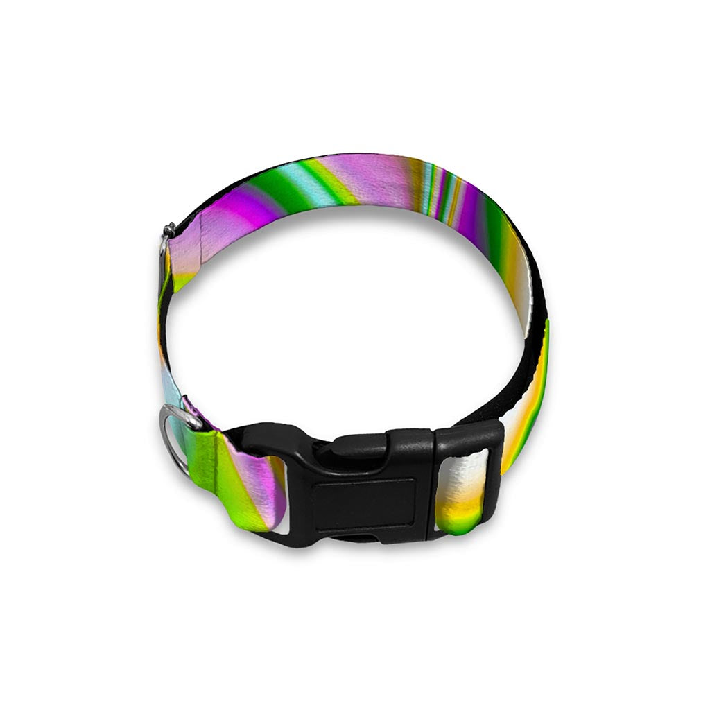 Abstract Holographic Liquid Trippy Print Dog Collar