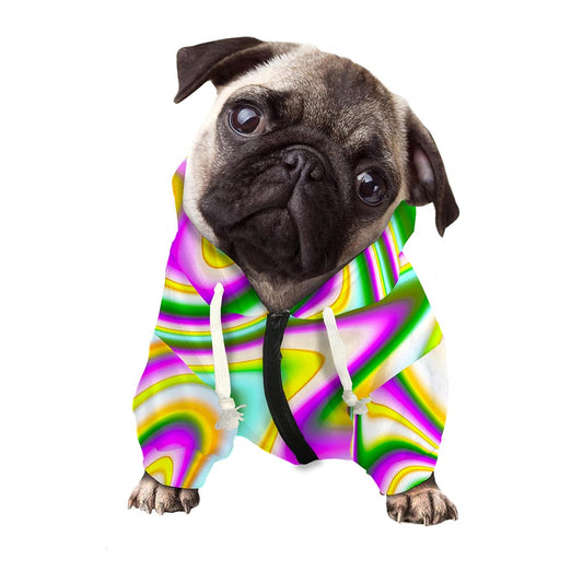 Abstract Holographic Liquid Trippy Print Dog Zip Up Hoodie