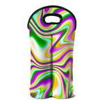 Abstract Holographic Liquid Trippy Print Double Neoprene Wine Tote