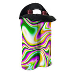 Abstract Holographic Liquid Trippy Print Double Neoprene Wine Tote
