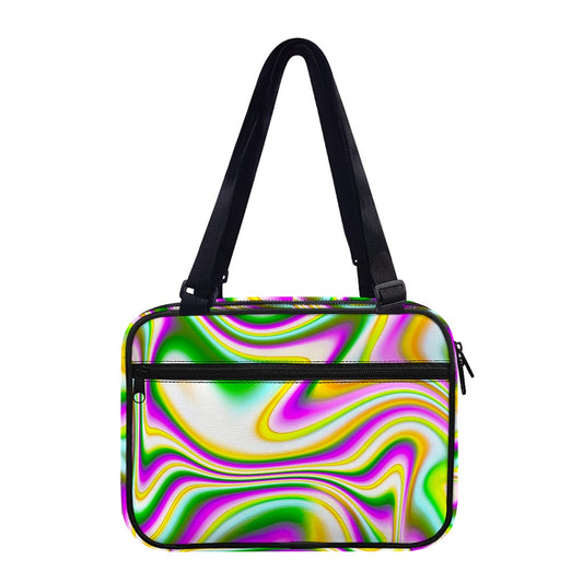 Abstract Holographic Liquid Trippy Print Double Strap Bible Bag