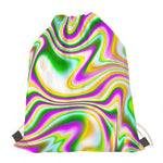 Abstract Holographic Liquid Trippy Print Drawstring Bag