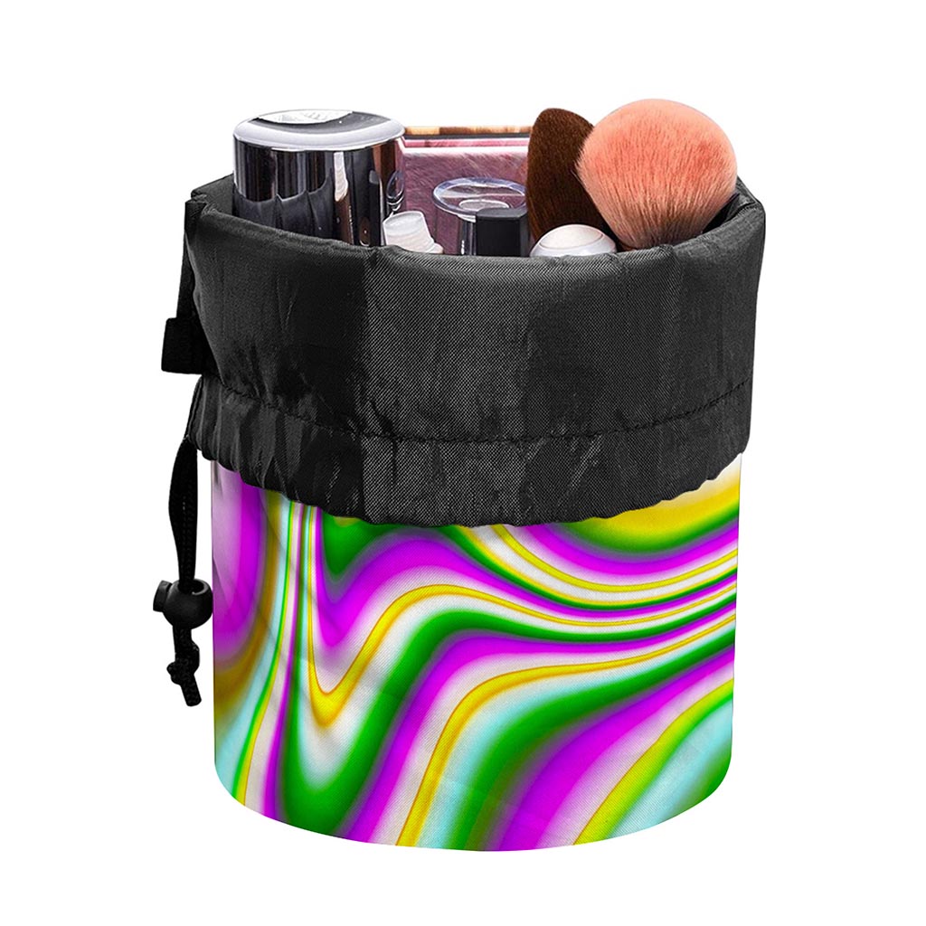 Abstract Holographic Liquid Trippy Print Drawstring Makeup Bag