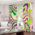 Abstract Holographic Liquid Trippy Print Extra Wide Grommet Curtains