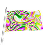 Abstract Holographic Liquid Trippy Print Flag