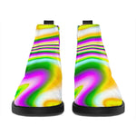 Abstract Holographic Liquid Trippy Print Flat Ankle Boots